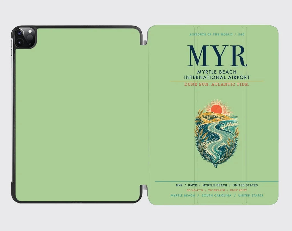 Myrtle Beach International Airport (MYR) design on light green ipad tablet case