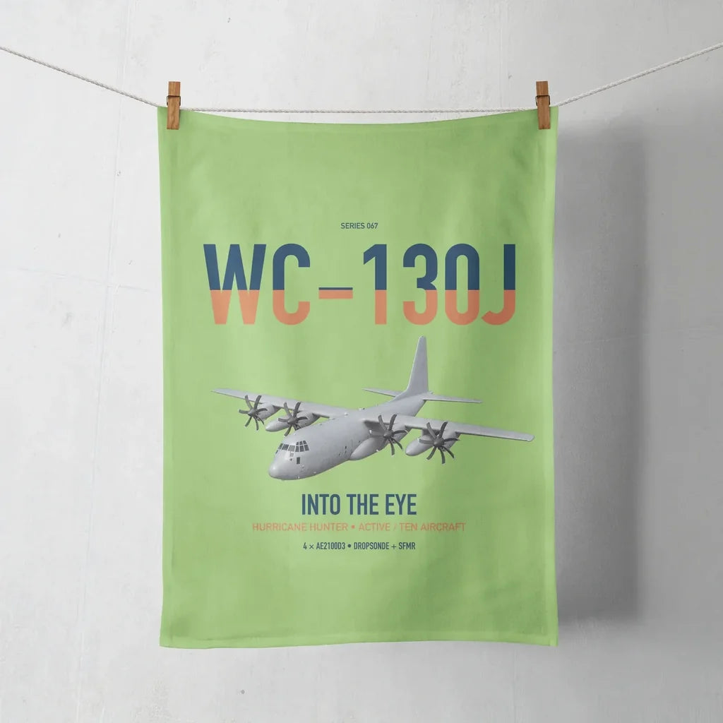 WC-130J Hurricane Hunter design on light green towel