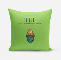 Thumbnail for Tulsa International Airport (TUL) design on light green pillow