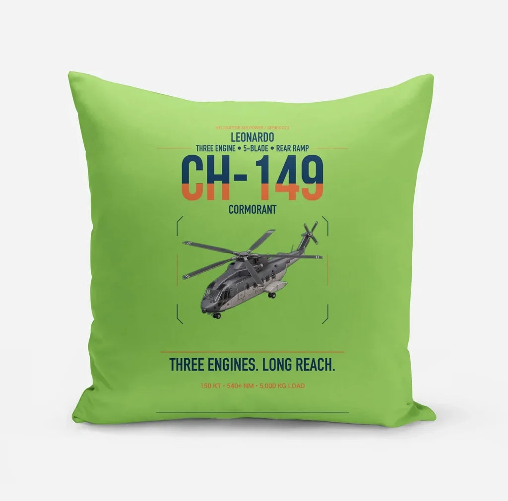 Leonardo CH-149 Cormorant design on light green pillow