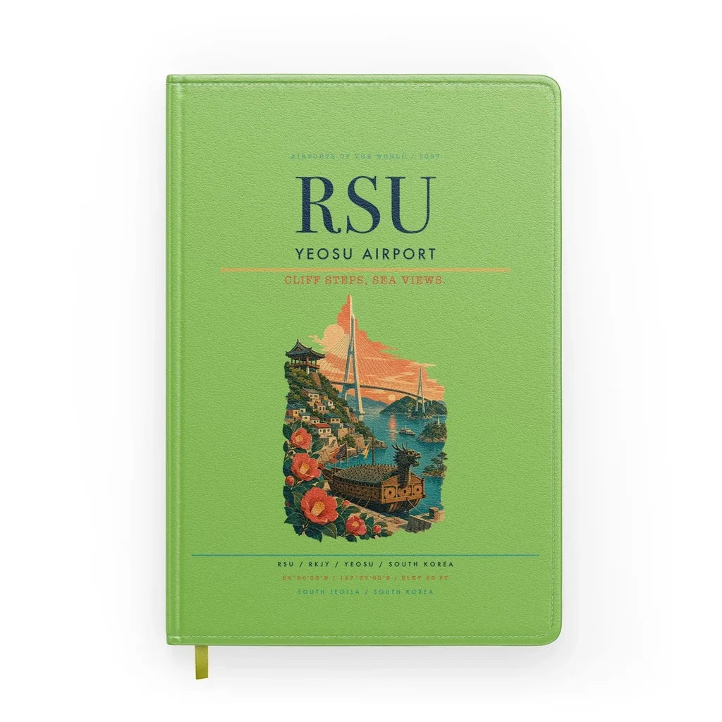 Yeosu Airport (RSU) design on light green notebook