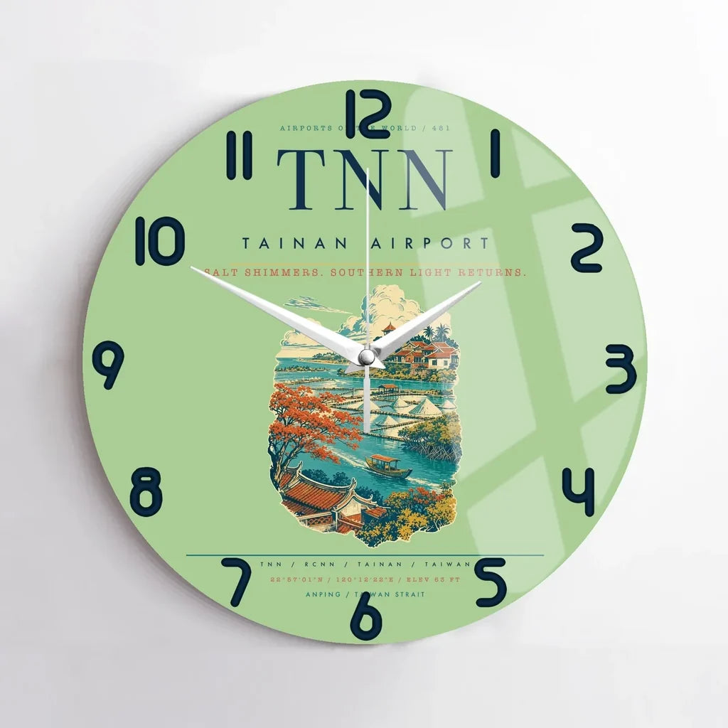 Tainan Airport (TNN) design on light green no frame wall clock