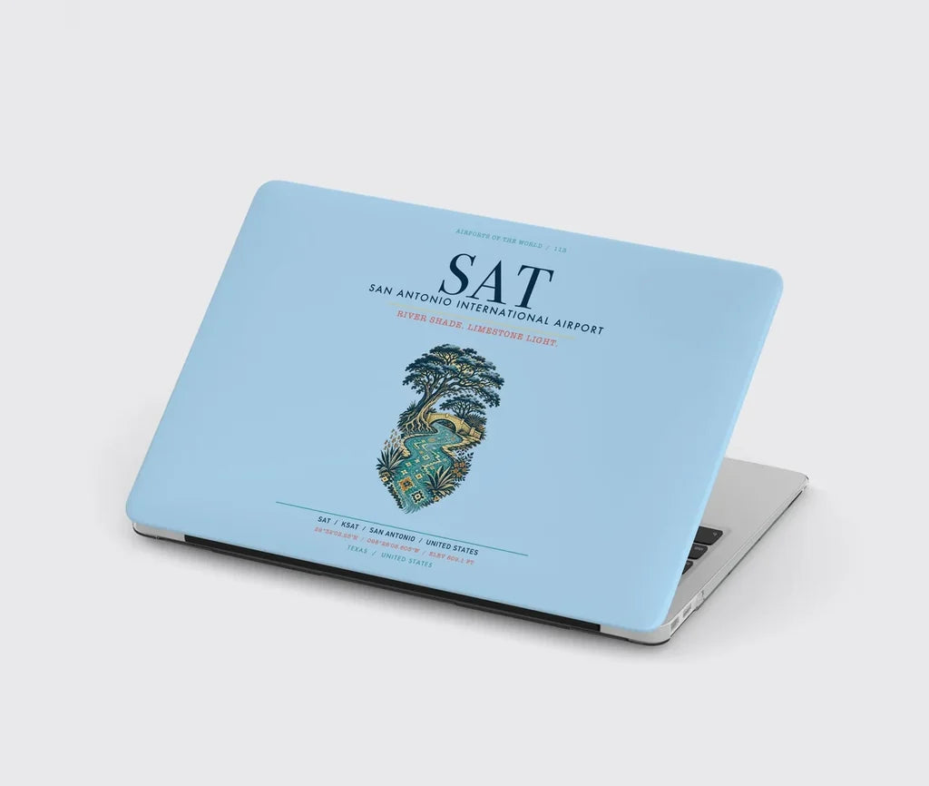 San Antonio International Airport (SAT) design on light blue MacBook case