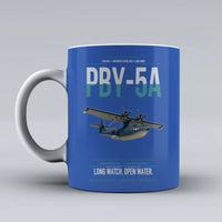Thumbnail for PBY-5A Catalina design on blue ceramic mug, double-side print