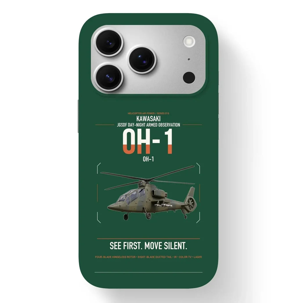 Kawasaki OH-1 design on dark green magsafe iphone case, for iPhone 17 Pro