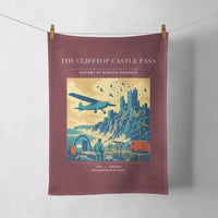 Thumbnail for VINTAGE G4447 - The Clifftop Castle Pass - Designed Towels design on darkred