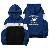 Thumbnail for People Fly Planes Pilots Fly Helicopters Zipped Hoodie - Colourful - Dark Blue