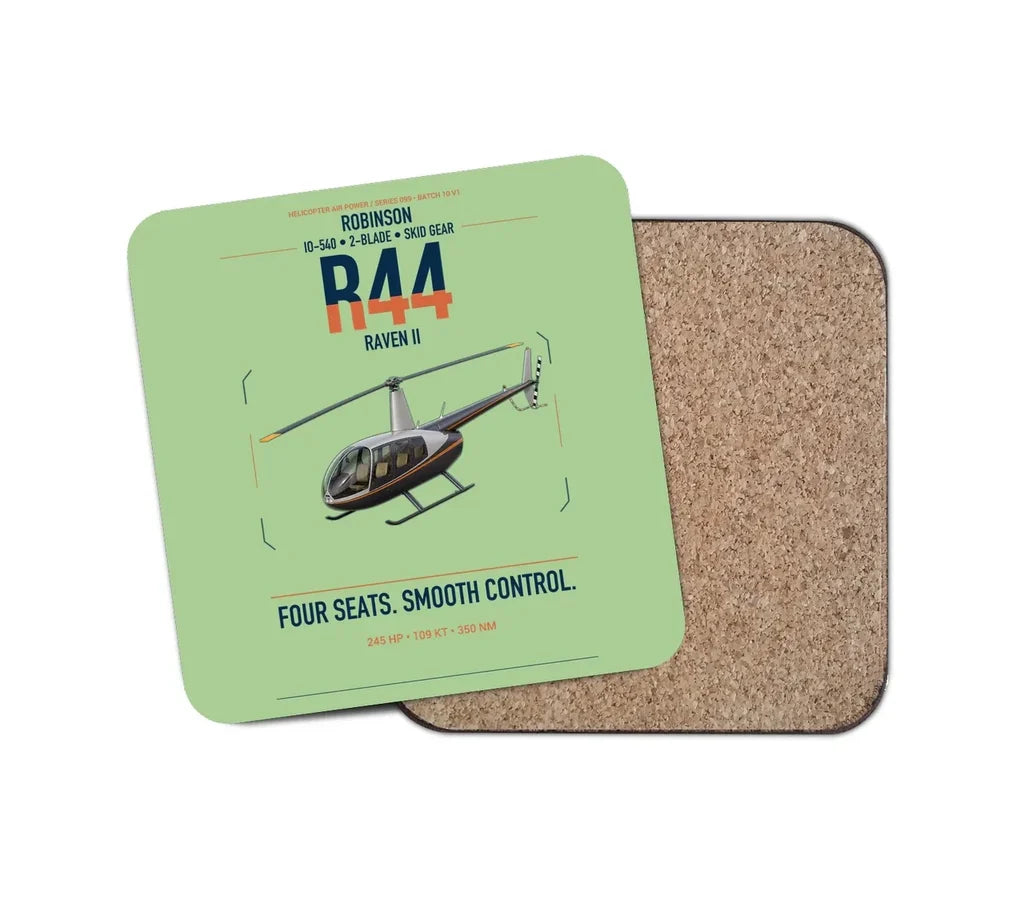 Robinson R44 Raven II design on light green 1 piece coaster