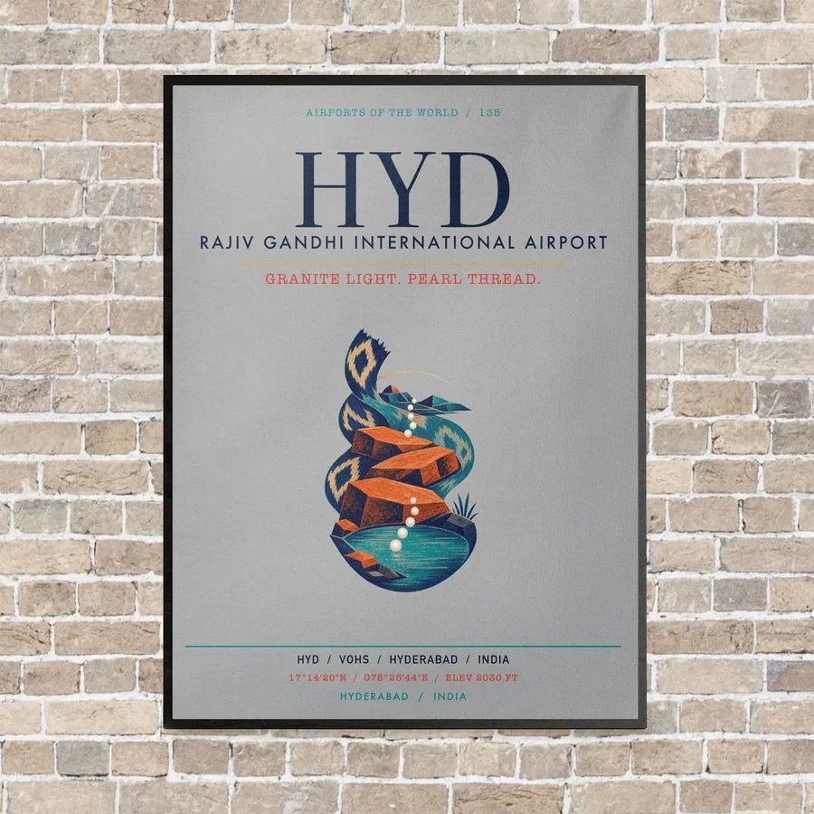 Rajiv Gandhi International Airport Hyderabad HYD vertical canvas print - framed - light gray background