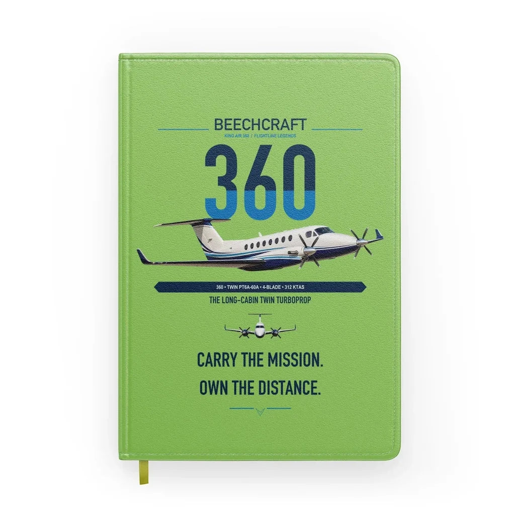 Beechcraft King Air 360 design on light green notebook