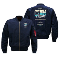 Thumbnail for Cessna T210N Centurion design on blue bomber jacket, double-side print