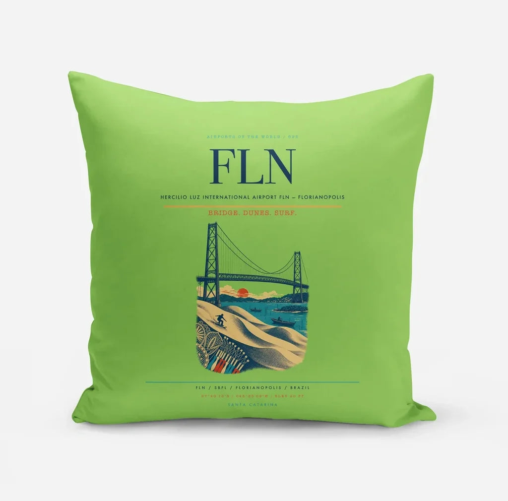 Hercilio Luz International Airport (FLN) design on light green pillow