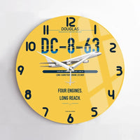 Thumbnail for Douglas DC-8-63 design on yellow no frame wall clock