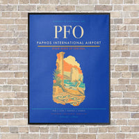 Thumbnail for Paphos International Airport PFO vertical canvas print - framed - blue background