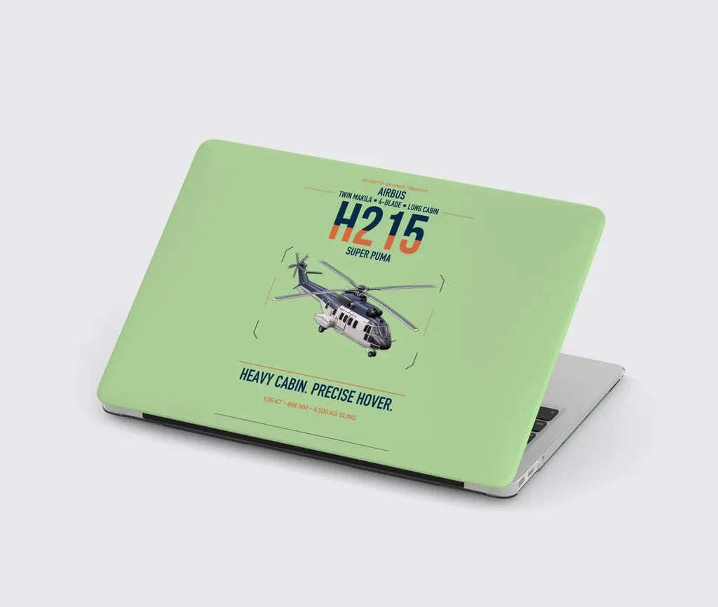 Airbus H215 design on light green MacBook case