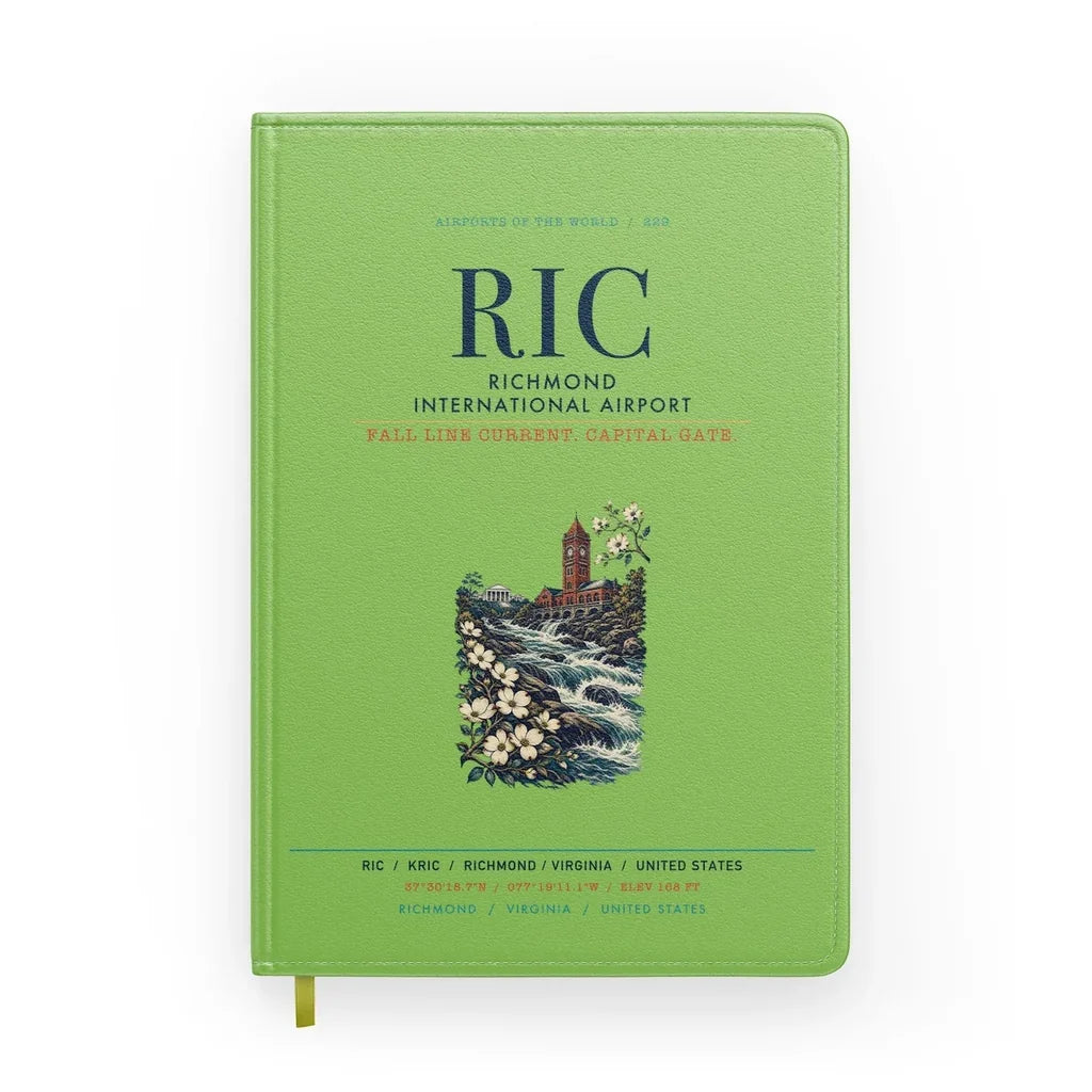 Richmond International Airport (RIC) design on light green notebook