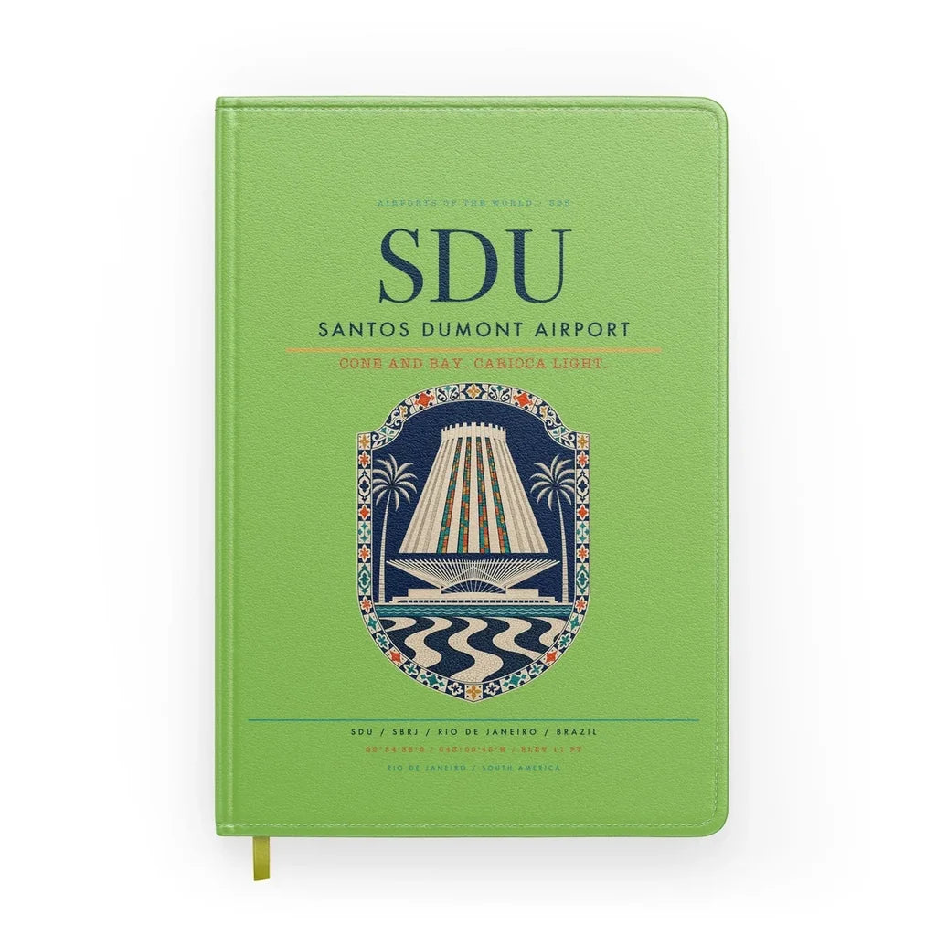 Santos Dumont Airport (SDU) design on light green notebook