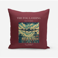 Thumbnail for VINTAGE G4095 - The Fog Landing - Designed Pillows design on darkred