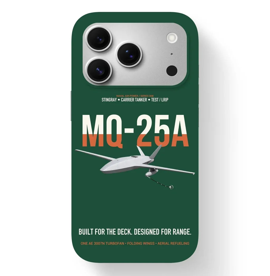 MQ-25A STINGRAY design on dark green magsafe iphone case, for iPhone 17 Pro