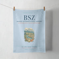 Thumbnail for Manas International Airport Bishkek (BSZ) design on light blue towel