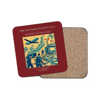 Thumbnail for The Weather Station Call - Designed Coasters design on dark red 1-piece