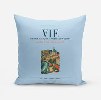 Thumbnail for Vienna Airport (VIE) design on light blue pillow