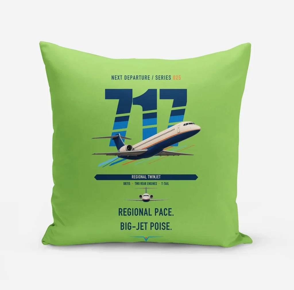 Boeing 717-200 design on light green pillow