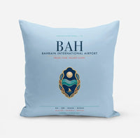 Thumbnail for Bahrain International Airport (BAH) design on light blue pillow