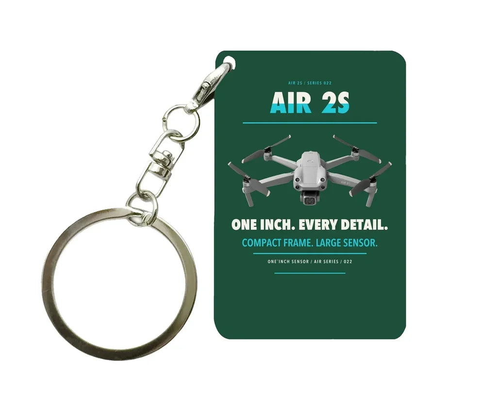 DJI Air 2S Key Chain design on dark green key chain