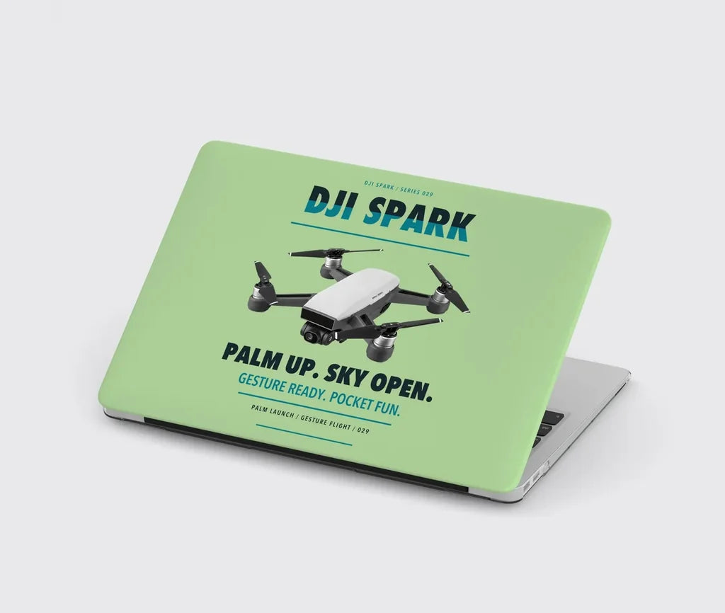 DJI Spark design on light green MacBook case