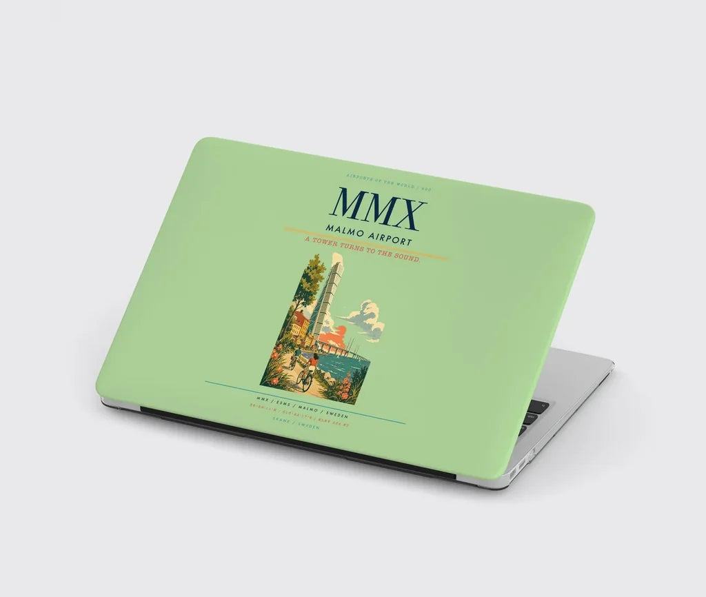 Malmo Airport (MMX) design on light green MacBook case