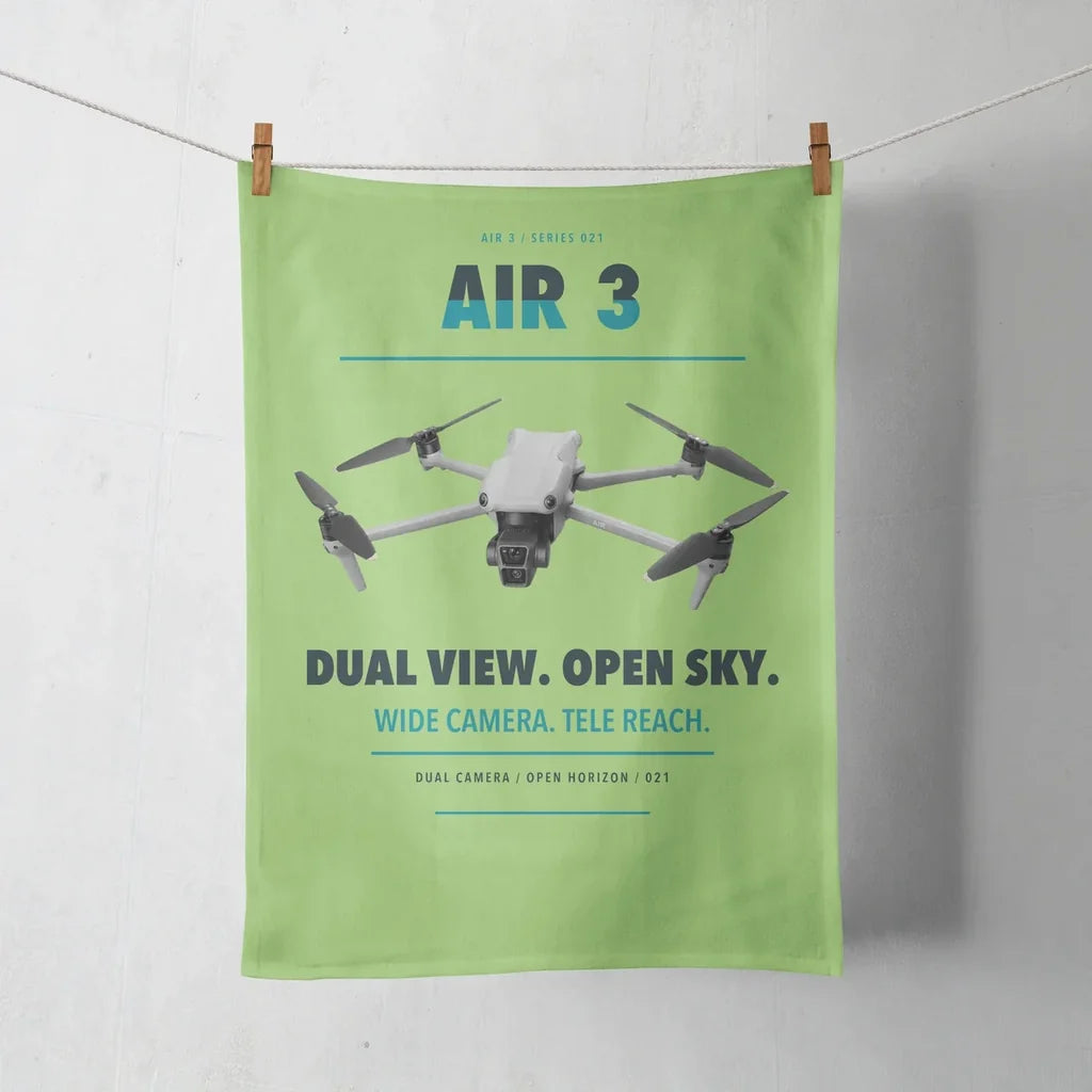 DJI Air 3 design on light green towel