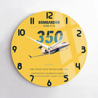 Thumbnail for Bombardier Challenger 350 design on yellow no frame wall clock
