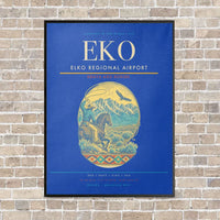 Thumbnail for Elko Regional Airport EKO vertical canvas print - framed - blue background