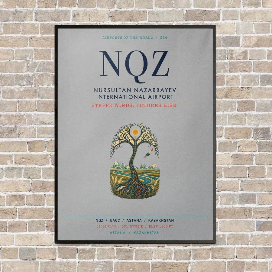 Nursultan Nazarbayev International Airport Astana NQZ vertical canvas print - framed - light gray background
