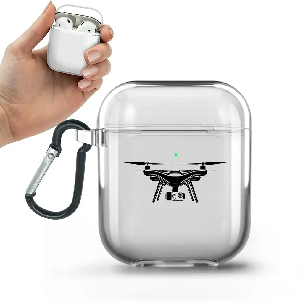 Drone Silhouette AirPods transparent case - With Buckle