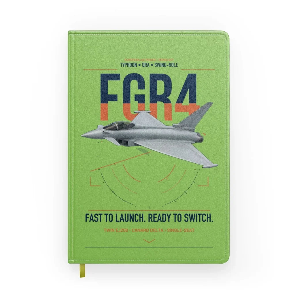 Eurofighter Typhoon FGR4 design on light green notebook