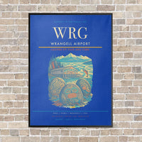 Thumbnail for Wrangell Airport WRG vertical canvas print - framed - blue background
