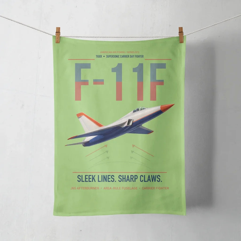 F-11F Tiger design on light green towel