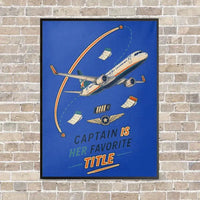 Thumbnail for Captain Is Her Favorite Title vertical canvas print - framed - blue background