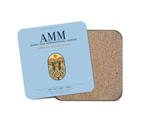Thumbnail for Queen Alia International Airport (AMM) design on light blue 1 piece coaster
