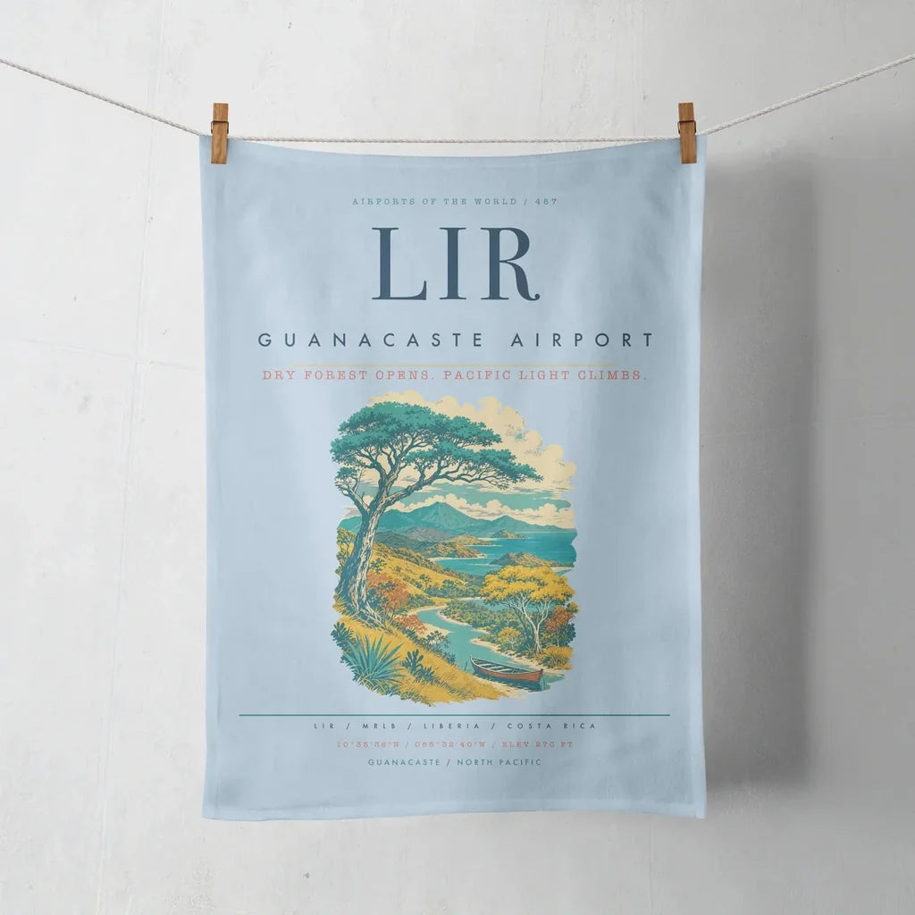 Guanacaste Airport (LIR) design on light blue towel