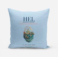 Thumbnail for Helsinki Airport (HEL) design on light blue pillow