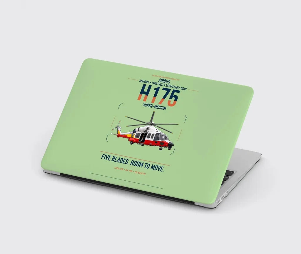 Airbus H175 design on light green MacBook case