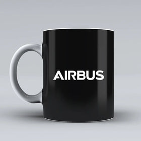 Airbus & Text Ceramic White Mugs