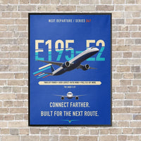 Thumbnail for Embraer E195-E2 vertical canvas print - framed - blue background