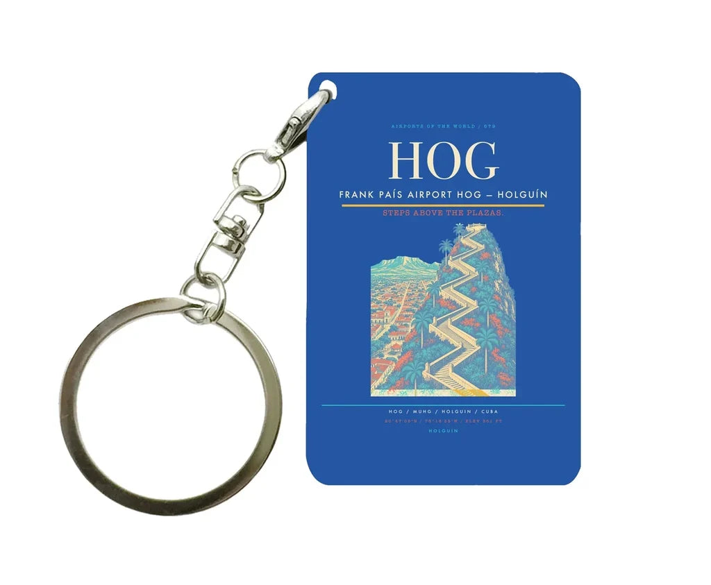 Frank País Airport (HOG) design on blue key chain
