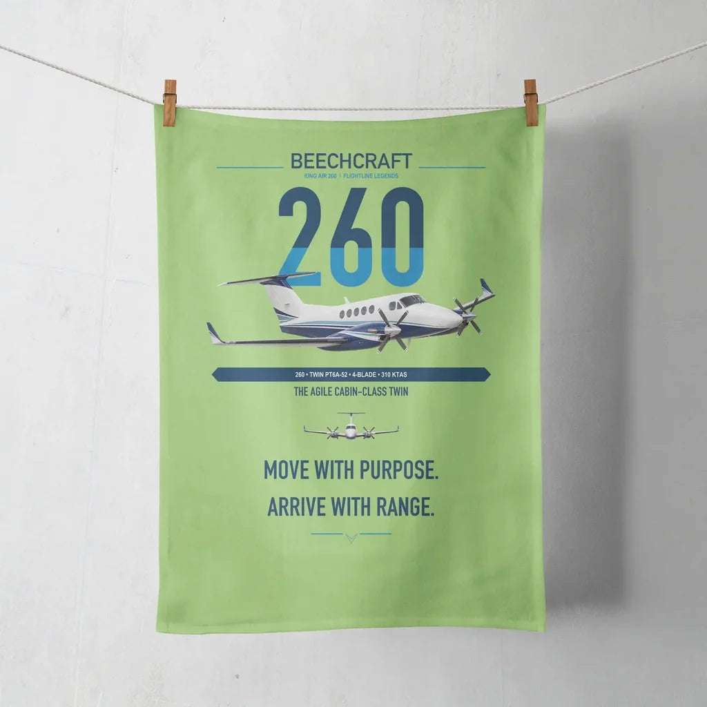 Beechcraft King Air 260 design on light green towel