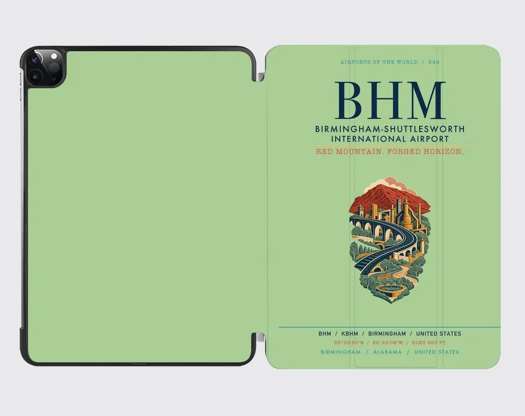 Birmingham-Shuttlesworth International Airport (BHM) design on light green ipad tablet case