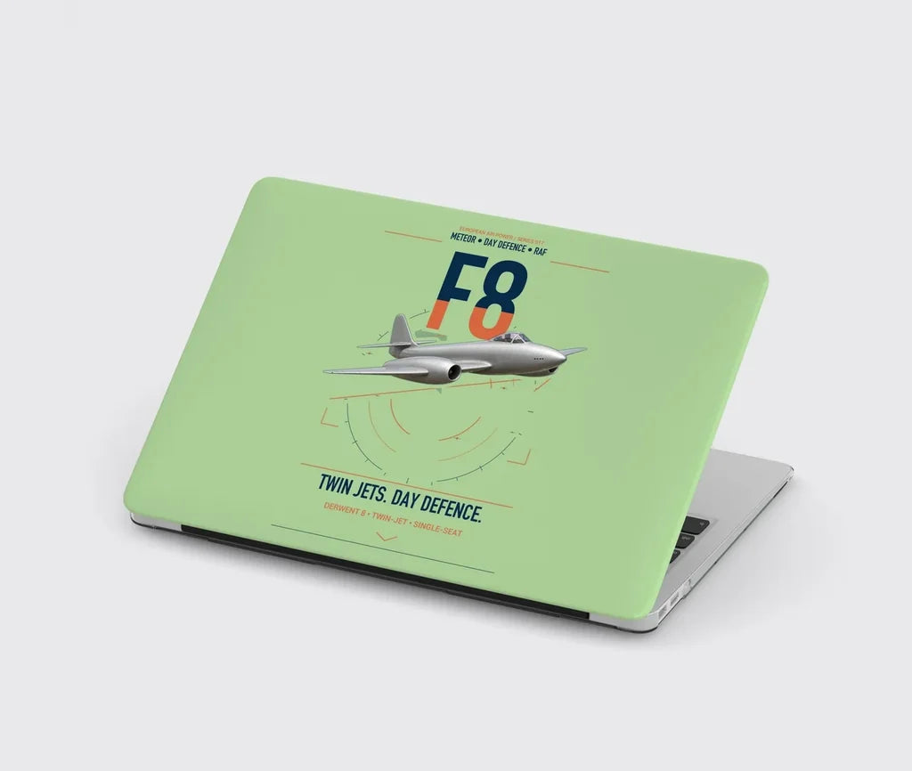 Gloster Meteor F8 design on light green MacBook case
